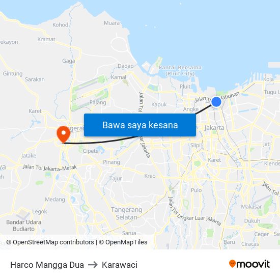 Harco Mangga Dua to Karawaci map