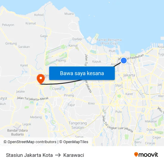 Stasiun Jakarta Kota to Karawaci map