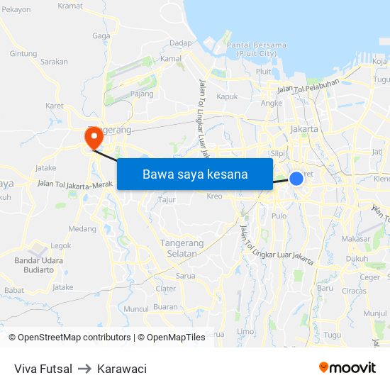 Viva Futsal to Karawaci map