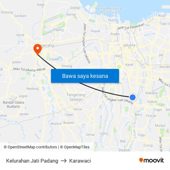 Kelurahan Jati Padang to Karawaci map