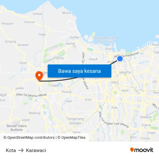 Kota to Karawaci map
