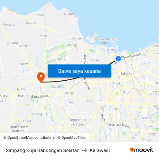 Simpang Kopi Bandengan Selatan to Karawaci map