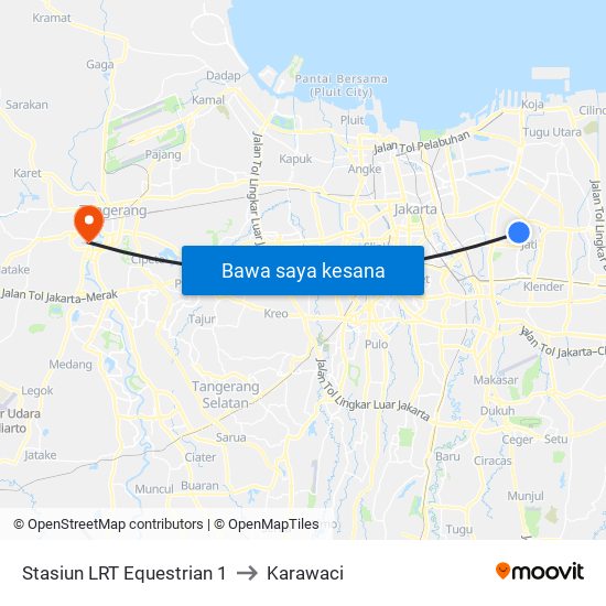 Stasiun LRT Equestrian 1 to Karawaci map