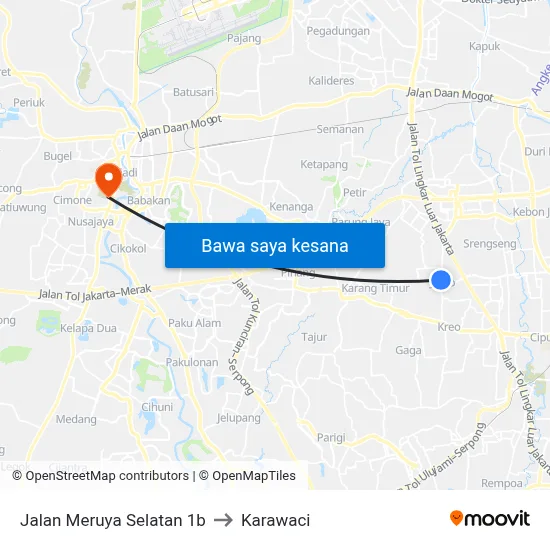 Jalan Meruya Selatan 1b to Karawaci map