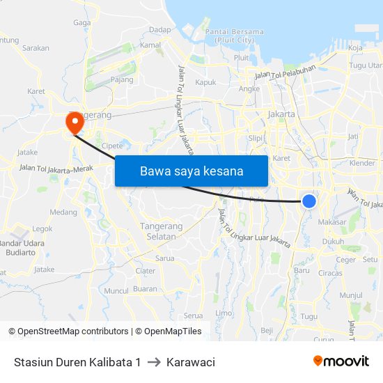 Stasiun Duren Kalibata 1 to Karawaci map
