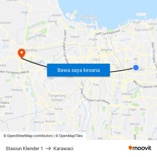 Stasiun Klender 1 to Karawaci map