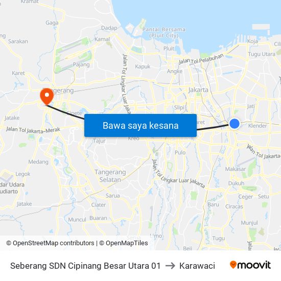 Seberang SDN Cipinang Besar Utara 01 to Karawaci map