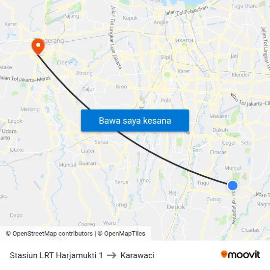 Stasiun LRT Harjamukti 1 to Karawaci map