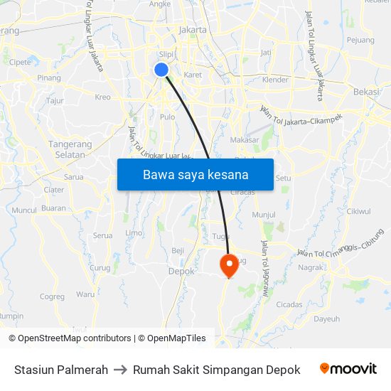 Stasiun Palmerah to Rumah Sakit Simpangan Depok map