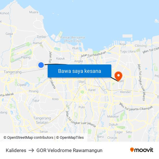 Kalideres to GOR Velodrome Rawamangun map