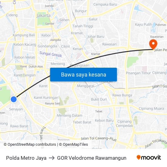 Polda Metro Jaya to GOR Velodrome Rawamangun map