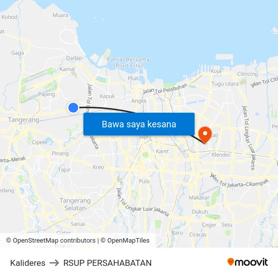 Kalideres to RSUP PERSAHABATAN map