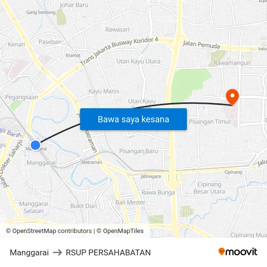 Manggarai to RSUP PERSAHABATAN map