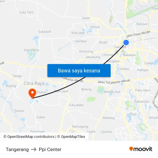 Tangerang to Ppi Center map