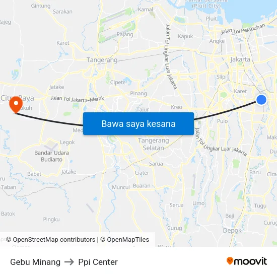 Gebu Minang to Ppi Center map