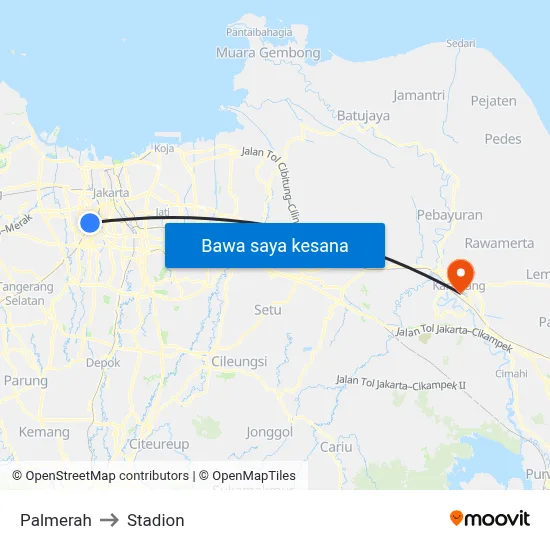 Palmerah to Stadion map