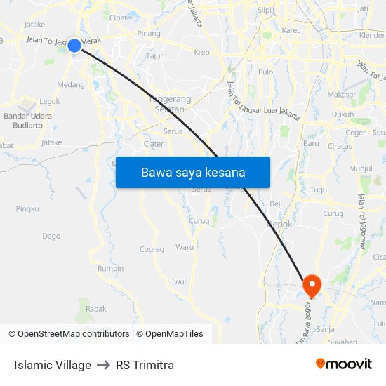 Islamic Village to RS Trimitra map