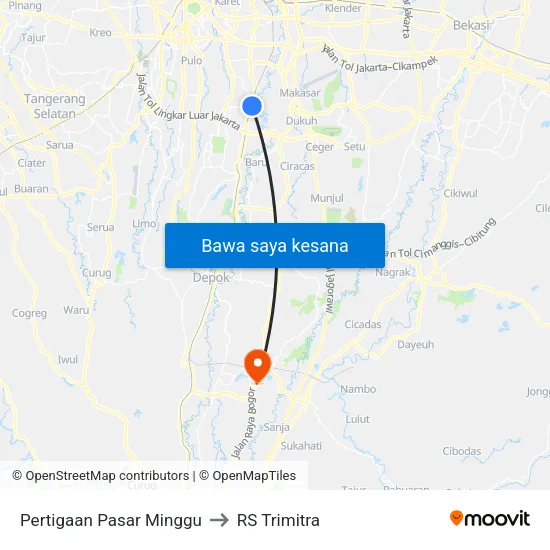 Pertigaan Pasar Minggu to RS Trimitra map