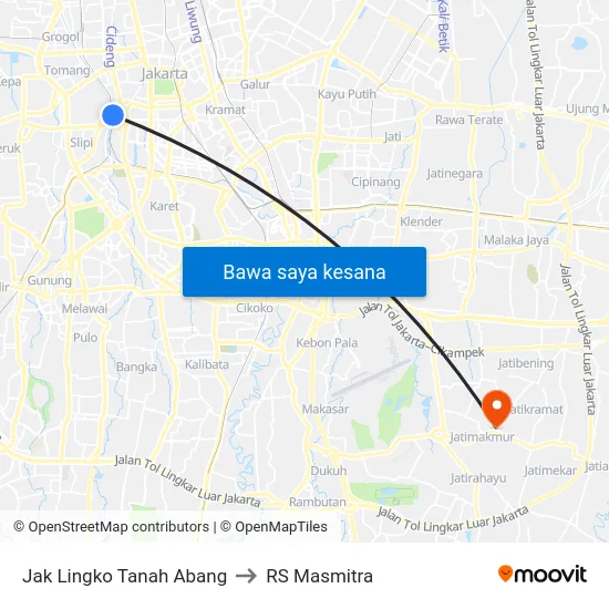 Jak Lingko Tanah Abang to RS Masmitra map