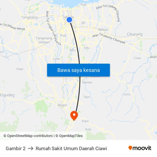 Gambir 2 to Rumah Sakit Umum Daerah Ciawi map