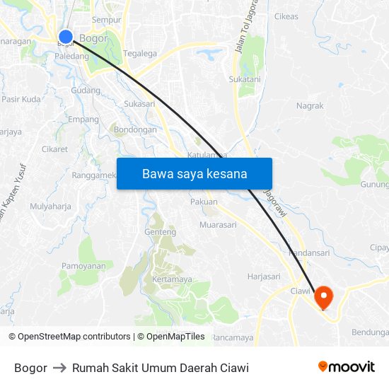 Bogor to Rumah Sakit Umum Daerah Ciawi map