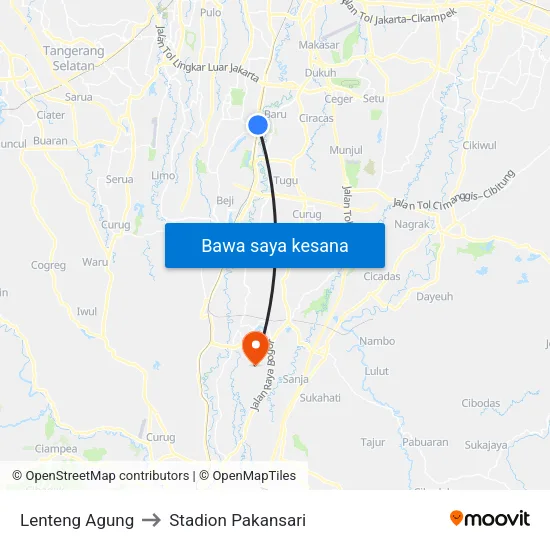 Lenteng Agung to Stadion Pakansari map