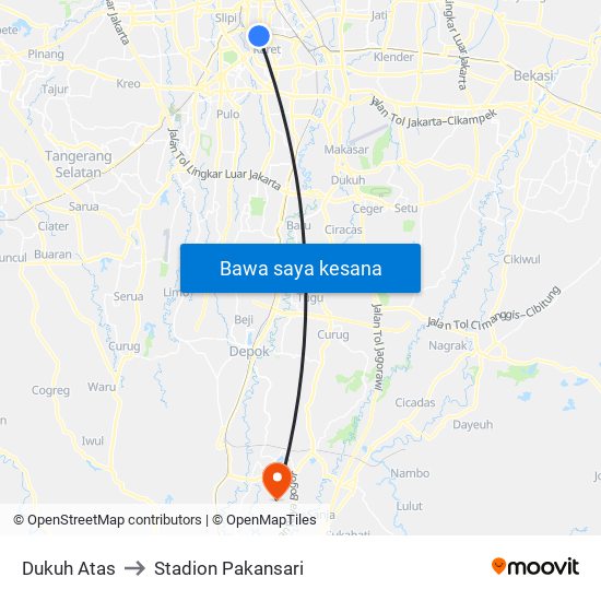 Dukuh Atas to Stadion Pakansari map