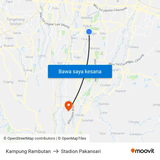 Kampung Rambutan to Stadion Pakansari map
