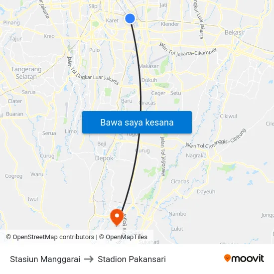Stasiun Manggarai to Stadion Pakansari map