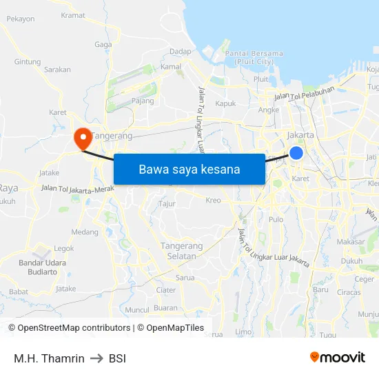 M.H. Thamrin to BSI map
