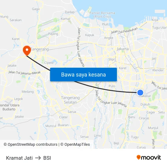 Kramat Jati to BSI map