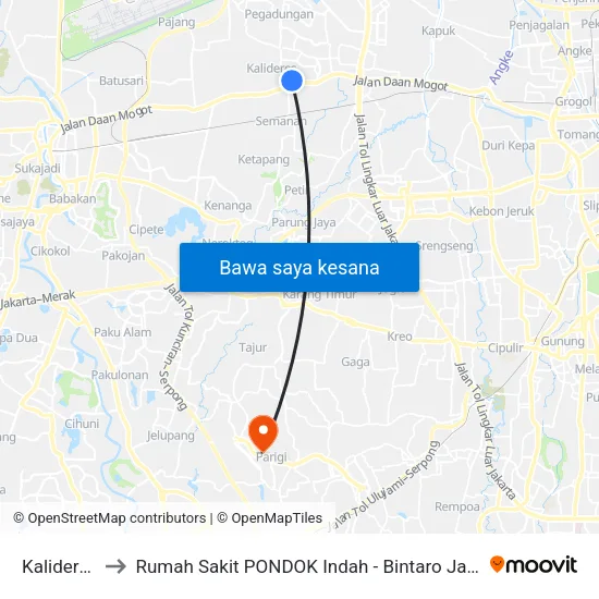 Kalideres to Rumah Sakit PONDOK Indah - Bintaro Jaya map
