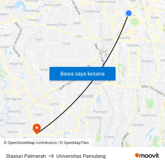 Stasiun Palmerah to Universitas Pamulang map