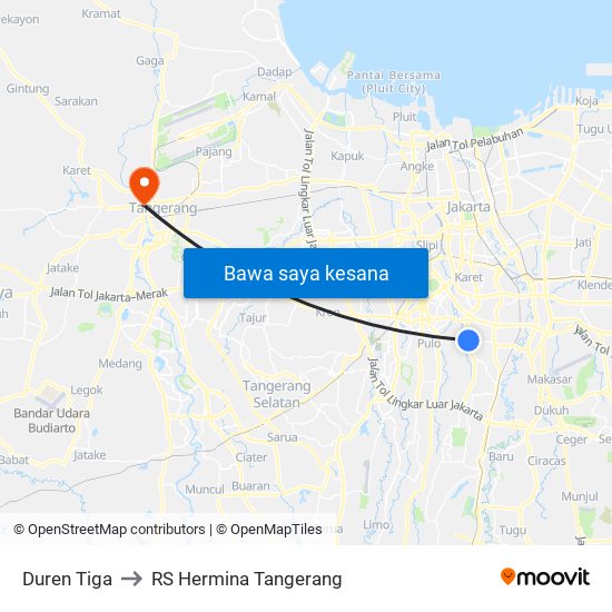 Duren Tiga to RS Hermina Tangerang map