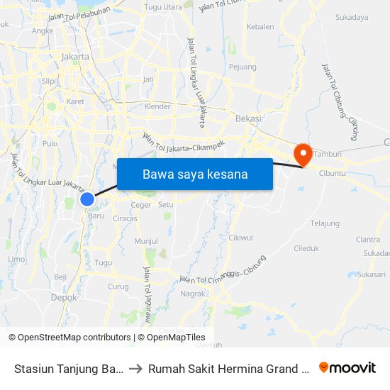 Stasiun Tanjung Barat 2 to Rumah Sakit Hermina Grand Wisata map