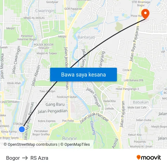 Bogor to RS Azra map