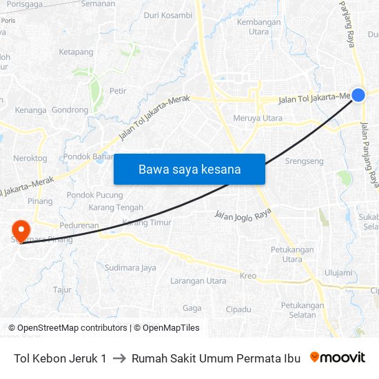 Tol Kebon Jeruk 1, Jakarta Ke Rumah Sakit Umum Permata Ibu, Kota ...