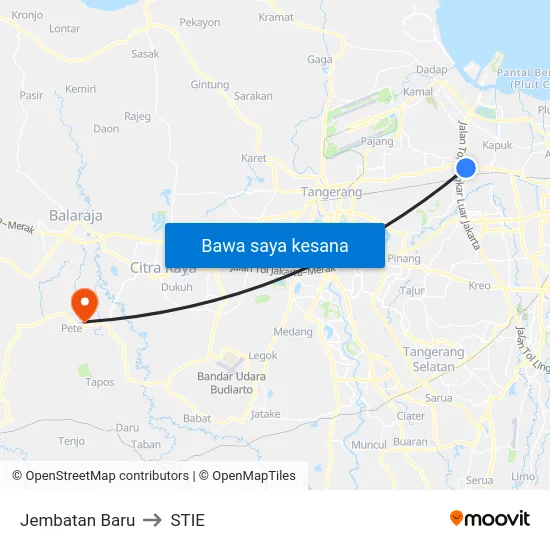 Jembatan Baru to STIE map
