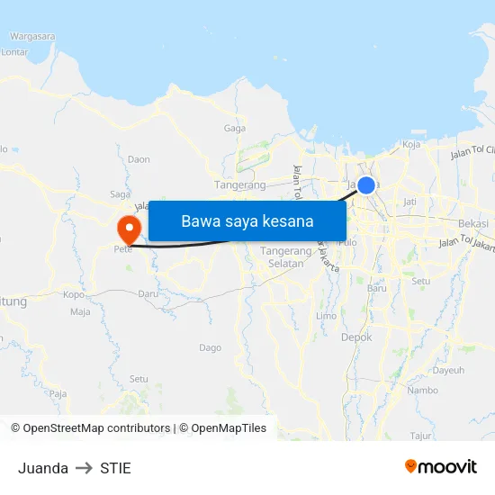 Juanda to STIE map