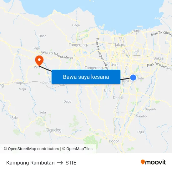 Kampung Rambutan to STIE map