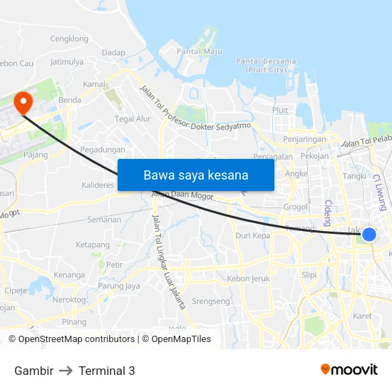 Gambir to Terminal 3 map