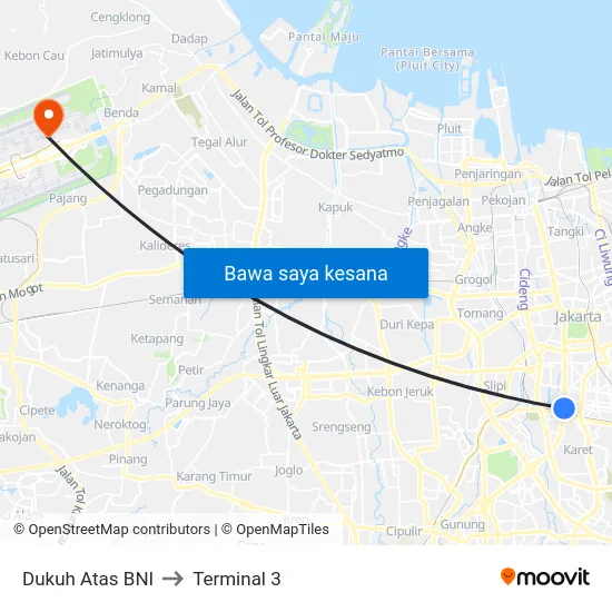 Dukuh Atas BNI to Terminal 3 map