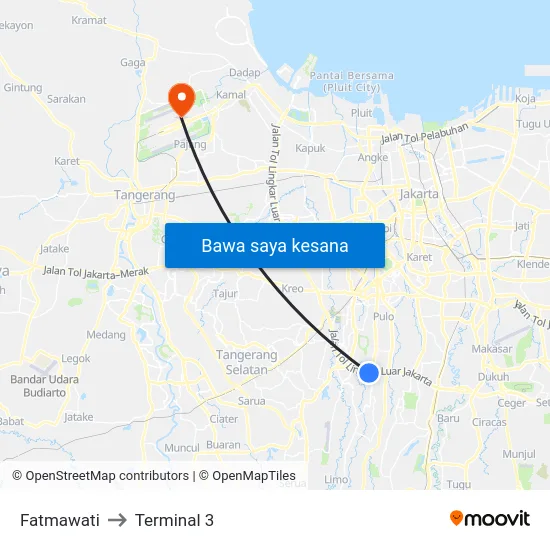 Fatmawati to Terminal 3 map