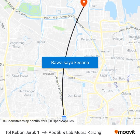 Tol Kebon Jeruk 1 to Apotik & Lab Muara Karang map