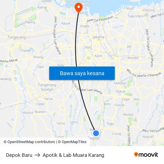 Depok Baru to Apotik & Lab Muara Karang map