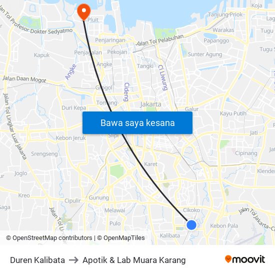 Duren Kalibata to Apotik & Lab Muara Karang map