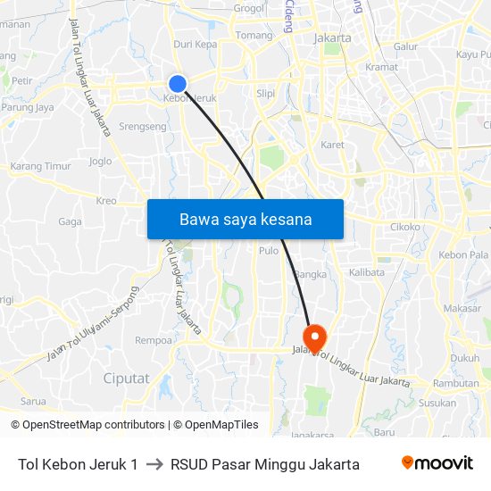 Tol Kebon Jeruk 1 to RSUD Pasar Minggu Jakarta map