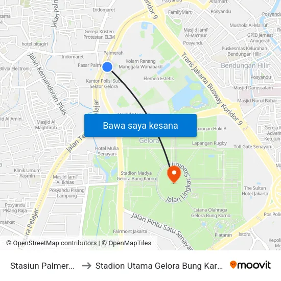Stasiun Palmerah to Stadion Utama Gelora Bung Karno map