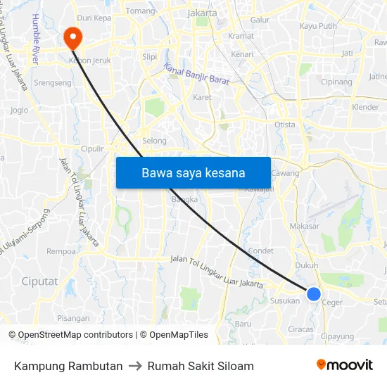 Kampung Rambutan ke Rumah Sakit Siloam dengan transportasi umum