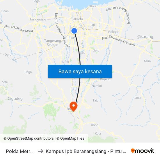 Polda Metro Jaya to Kampus Ipb Baranangsiang - Pintu Masuk Utama map